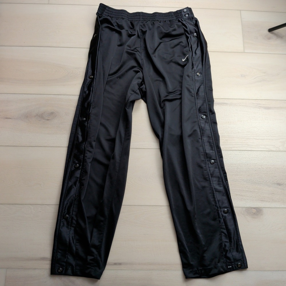 Vintage Nike Basketball Tear Away Snap Pants Mens XXL Black Warmup Gray Tag